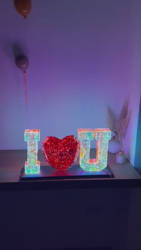 Scritta 3d Luminosa I ❤️ U - idea regalo san valentino - lampada I L